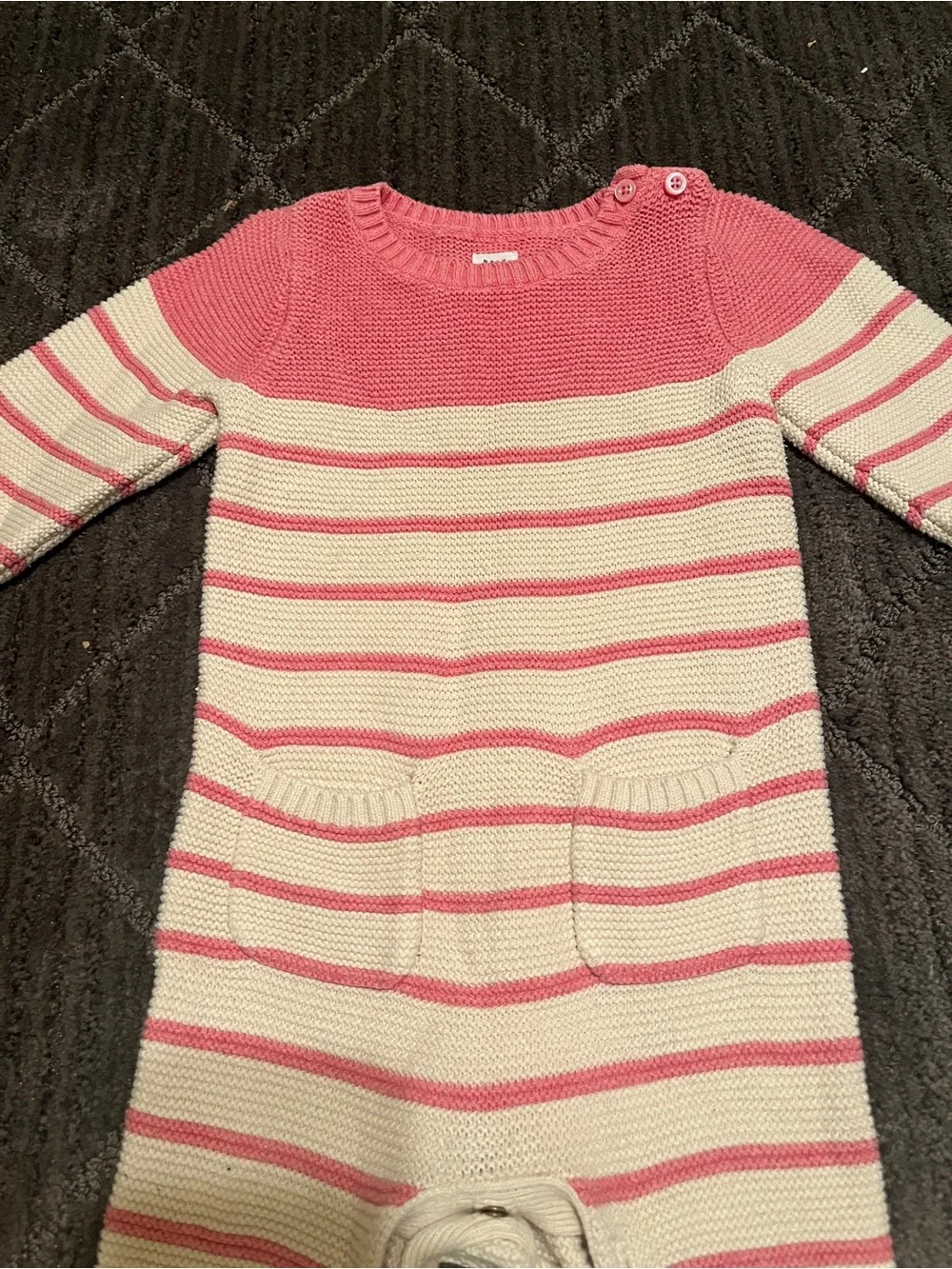 Baby Gap Girls Pink and Cream Striped Sweater Knit One-Piece Size 6-12M
